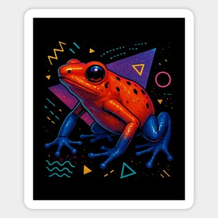 Retro Neon Blue Poison Dart Frog Magnet